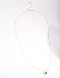 Rose Gold Plated Sterling Silver Cubic Zirconia Halo Necklace - link has visual effect only