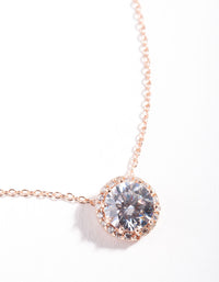 Rose Gold Plated Sterling Silver Cubic Zirconia Halo Necklace - link has visual effect only