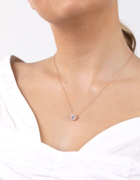 Rose Gold Plated Sterling Silver Cubic Zirconia Halo Necklace - link has visual effect only