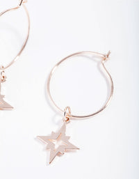 Rose Gold Fine Star Charm Hoop Earrings - link has visual effect only
