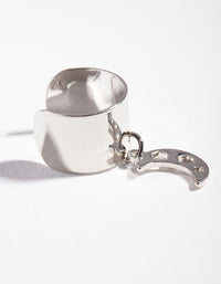 Mankiet na ucho z grubą, rodowaną zawieszką w kształcie księżyca - link has visual effect only