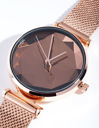 Rose Gold Facet Dial Watch - link has visual effect only