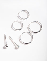 Sterling Silver Ball and Hoop Earring 3 Pack - link has visual effect only