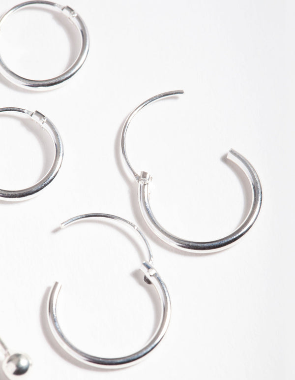 Sterling Silver Ball and Hoop Earring 3 Pack