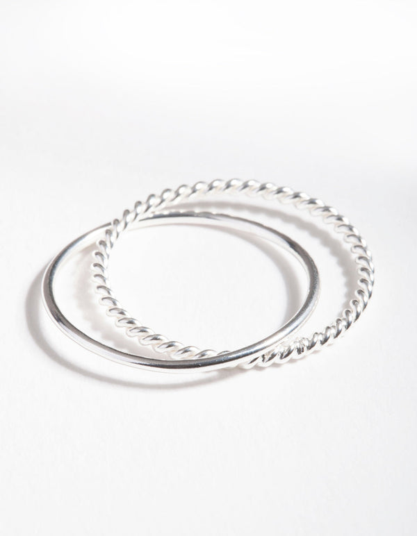 Sterling Silver Plain and Twisted Russian Ring