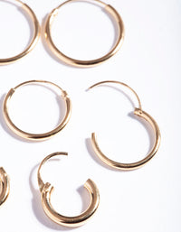 Gold Plated Sterling Silver Mix Thick Hoop Earring 3 Pack - link has visual effect only