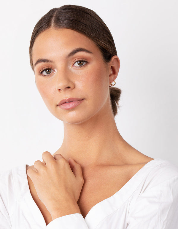 Gold Plated Sterling Silver Mix Thick Hoop Earring 3 Pack