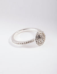 Silver Diamante Round Ring - link has visual effect only