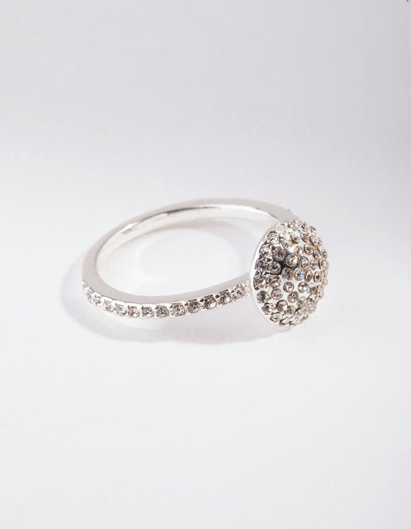 Silver Diamante Round Ring