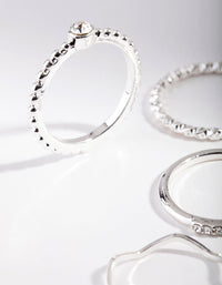 Silver Diamante Mixed Band Ring 6 Pack - link has visual effect only
