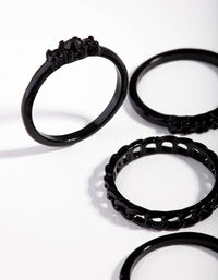 Black Diamante and Chain Ring 5 Pack - link has visual effect only