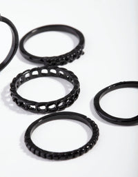 Black Diamante and Chain Ring 5 Pack - link has visual effect only