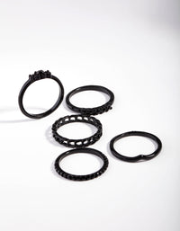 Black Diamante and Chain Ring 5 Pack - link has visual effect only
