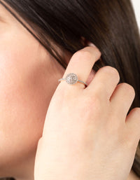 Silver Diamante Round Ring - link has visual effect only