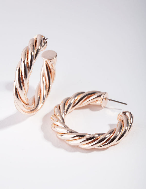 Kolczyki Chub Twist C-Hoop w kolorze różowego złota