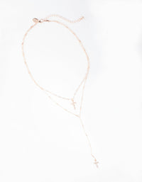 Rose Gold Cross Double Row Necklace - link has visual effect only