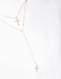 Rose Gold Cross Double Row Necklace - link has visual effect only