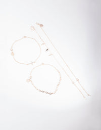 Rose Gold Chain & Cross Bracelet Anklet Pack - link has visual effect only
