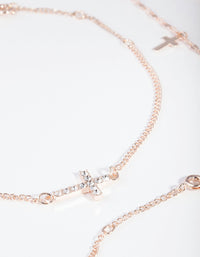 Rose Gold Chain & Cross Bracelet Anklet Pack - link has visual effect only