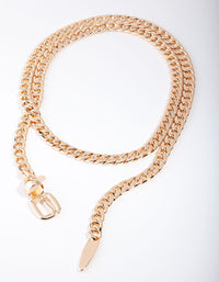 Gold Narrow Chain Link Belt - link has visual effect only
