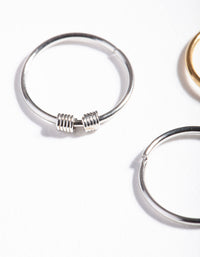 Mixed Metal Surgical Steel Simple Hoop Earring 3 Pack - link has visual effect only