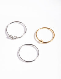 Mixed Metal Surgical Steel Simple Hoop Earring 3 Pack - link has visual effect only