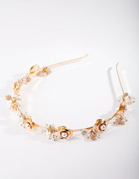 Gold Pearl and Flower Headband - link has visual effect only
