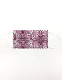 10 Pack Single Use Disposable Pink Snake Print Face Mask - link has visual effect only
