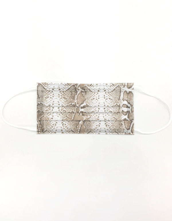 10 Pack Single Use Disposable Snake Print Face Mask