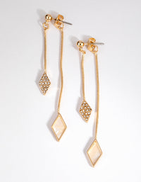 Gold Front and Back Diamante Earrings - link has visual effect only