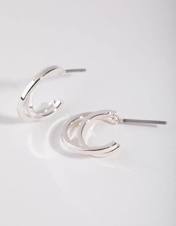 Srebrne kolczyki Twist Over Huggie