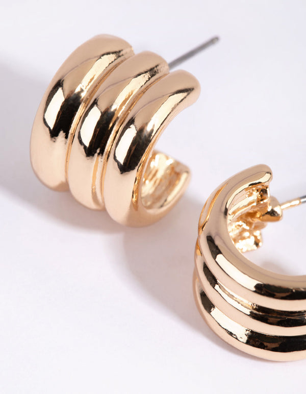 Gold Tube Huggie Earrings
