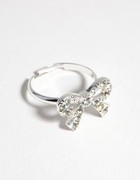 Srebrny pierścień z kokardą i diamentami - link has visual effect only