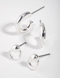 Srebrne kolczyki Mini Chubby Hoop w zestawie 2 szt. - link has visual effect only