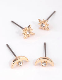 Gold Moon and Star 2-Pack Earrings - link has visual effect only
