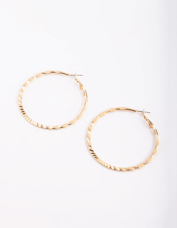Gold Hammered Hoop Earrings