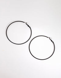 Matte Black Motor Fine Hoop Earrings - link has visual effect only