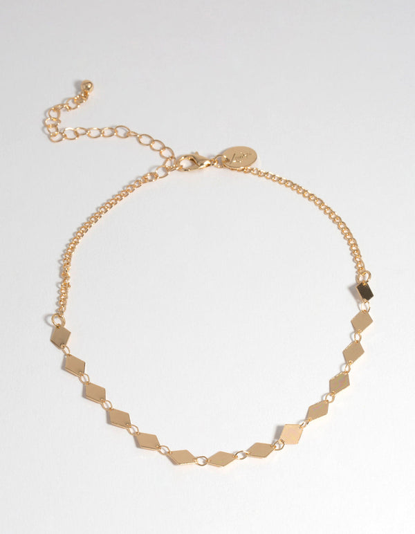 Złoty naszyjnik choker w kształcie diamentu
