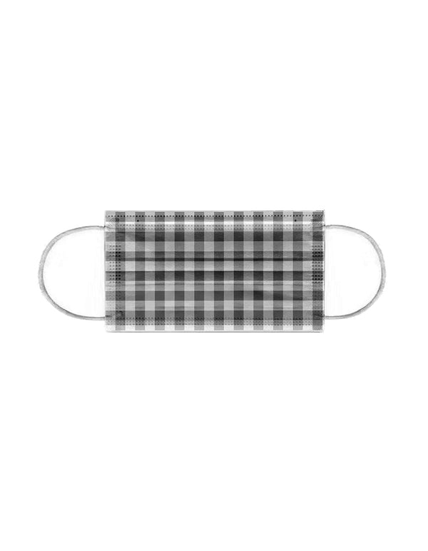 10 Pack Single Use Disposable Black and White Check Face Mask