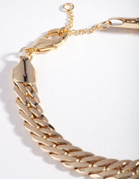 Real Gold Plated Thick Chain Bracelet - link has visual effect only
