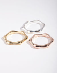 Real Plated Mix Metal Bamboo Ring 3 Pack - link has visual effect only
