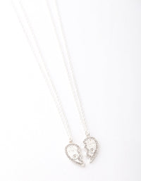 Srebrny naszyjnik z diamentami „Best Friend Half Heart Necklace” (2 sztuki) - link has visual effect only