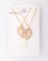 Złoty naszyjnik z diamentami „Best Friend Half Heart Necklace” w 2 sztukach - link has visual effect only