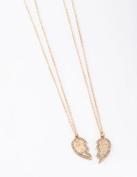 Złoty naszyjnik z diamentami „Best Friend Half Heart Necklace” w 2 sztukach - link has visual effect only