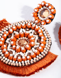 Pomarańczowe, jasne kolczyki z frędzlami - link has visual effect only