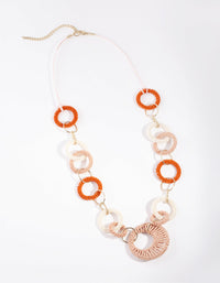 Gold Multi Bead Interlock Hoop Necklace - link has visual effect only