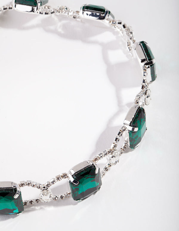 Naszyjnik choker ze srebra z szmaragdem