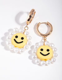Złote kolczyki z perłami Smiley - link has visual effect only