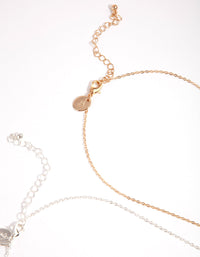 Naszyjnik dla dzieci z mieszanym metalem i diamentami w kształcie klucza i najlepszego przyjaciela - link has visual effect only