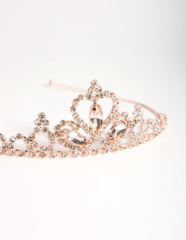 Dziecięca opaska tiara z różowego złota z diamentami